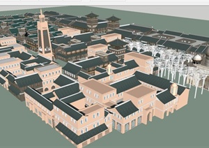 伊斯兰风格仿古商业步行街精致设计SU(草图大师)模型