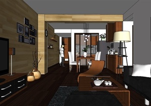 某现代风格完整室内家庭装修设计SU(草图大师)模型