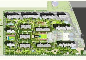 某现代风格住宅区景观规划设计PSD彩平图