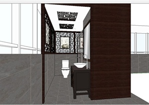 某现代中式风格住宅卫生间装饰设计SU(草图大师)模型