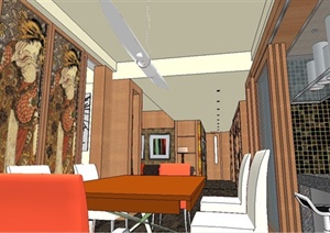 某现代风格住宅室内装潢设计SU(草图大师)模型
