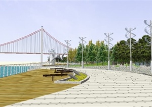 现代风格滨水公园广场设计SU(草图大师)模型