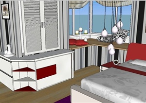 某现代风格精致大户型住宅室内装饰设计SU(草图大师)模型