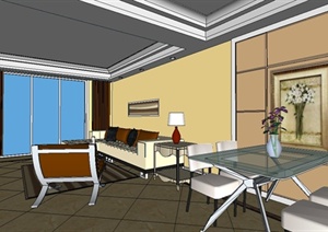 简约现代风格住宅空间装饰设计SU(草图大师)模型