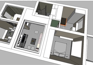 某现代风格简洁住宅室内装饰设计SU(草图大师)模型