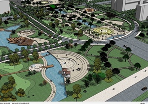 某现代风格大学校园广场景观设计SU(草图大师)模型