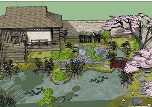 日式小花园景观设计SU(草图大师)模型