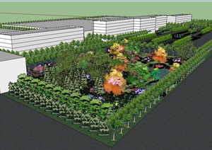 某现代风格花园厂区广场景观规划设计SU(草图大师)模型