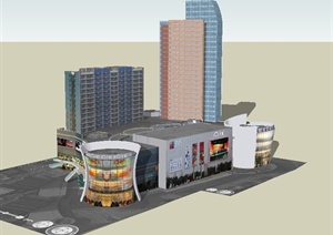 某现代风格购物广场商业住宅楼SU(草图大师)模型