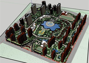 现代风格居住区建筑及景观规划设计SU(草图大师)模型