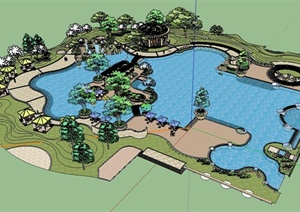 某欧式风格详细精致完整的公园景观设计SU(草图大师)模型