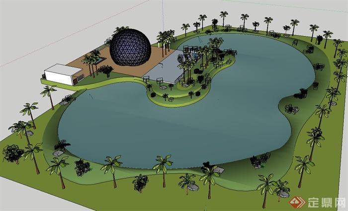 某现代风格滨水公园广场景观设计SU模型(3)