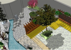 现代简约景观庭院设计SU(草图大师)模型