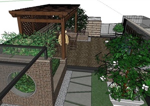 现代风格屋顶花园SU(草图大师)模型