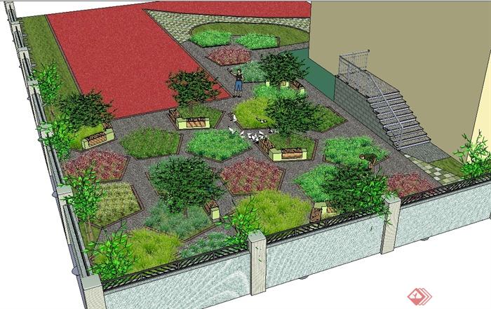 某现代风格休闲景观庭院设计SU模型(3)