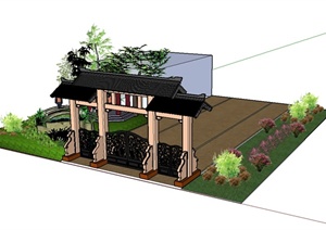 古典中式风格景观庭院设计SU(草图大师)模型