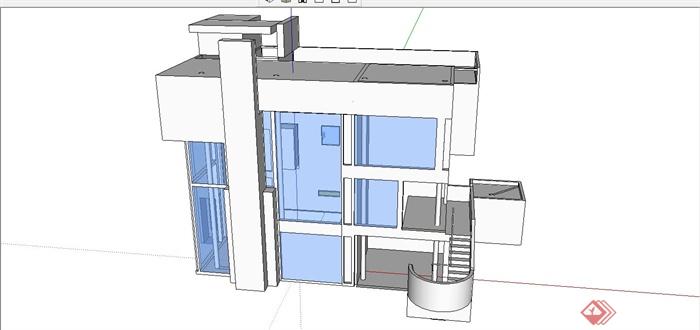 现代简洁别墅建筑设计SU模型(2)