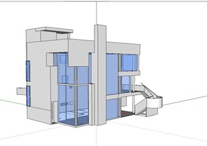 现代简洁别墅建筑设计SU(草图大师)模型