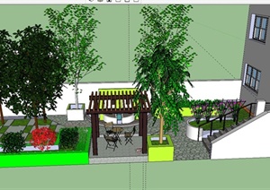 某简约现代风格住宅庭院景观规划设计SU(草图大师)模型