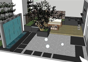 现代风格宅间庭院景观设计SU(草图大师)模型