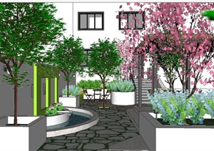某精致现代风格住宅庭院景观规划设计SU(草图大师)模型