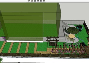 某现代风格简洁住宅庭院花园景观规划设计SU(草图大师)模型