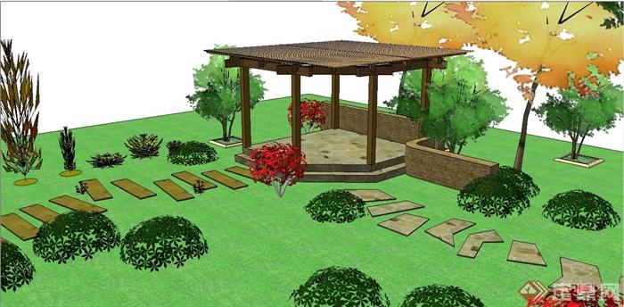 精致现代风格庭院景观规划设计SU模型(3)