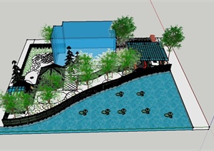 某精致现代风格别墅庭院景观规划设计SU(草图大师)模型