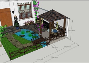 某简约现代风格庭院景观规划设计SU(草图大师)模型