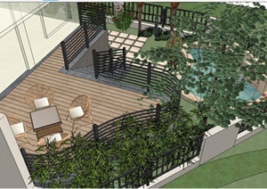 某简约现代风格别墅庭院花园景观规划设计SU(草图大师)模型