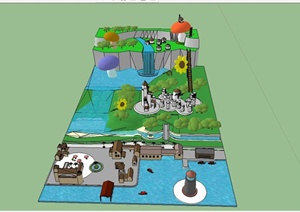 某简洁欧式风格公园景观规划设计SU(草图大师)模型