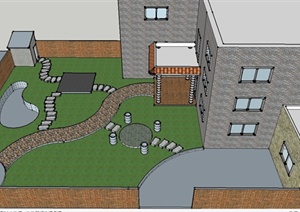 某现代风格简洁住宅庭院景观规划设计SU(草图大师)模型