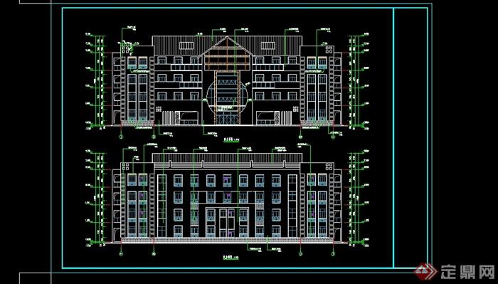 新中式高大上厂区多层建筑设计cad施工图及方案(7)