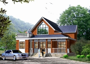 某英式风格独栋别墅建筑设计CAD施工图含JPG效果图