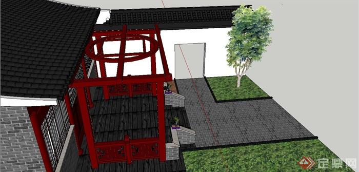 某现代中式风格庭院节点景观规划设计SU模型(3)