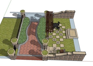 某精致欧式风格庭院景观规划设计SU(草图大师)模型
