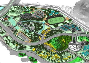 某现代风格体育休闲公园景观规划设计SU(草图大师)模型