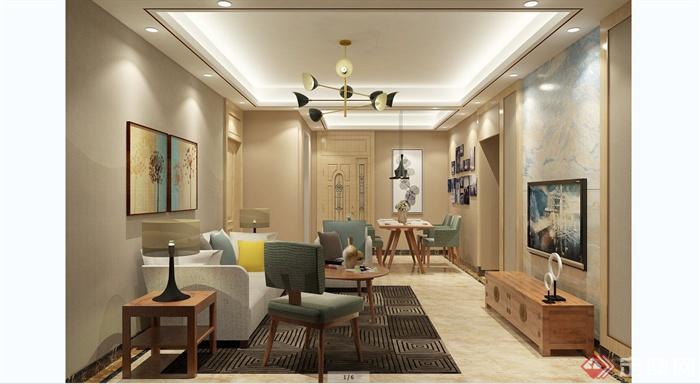某现代风格住宅室内装饰设计SU模型含JPG效果图(4)