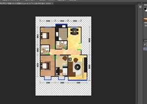 舒适三室两厅两卫户型设计PSD效果图