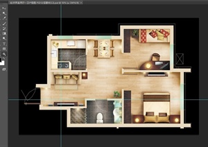 经济两室两厅一卫户型设计PSD方案图