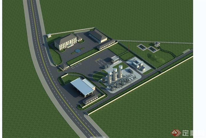 某燃气公司现代风格工厂建筑设计3DMAX含CAD方案图和JPG效果图(7)