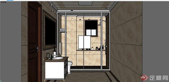 两个卫生间室内装饰设计SU模型(6)