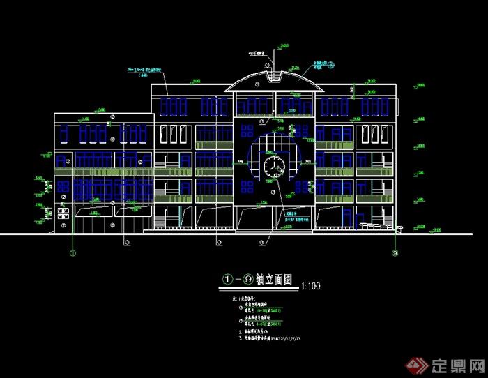 某现代风格详细小学多功能教学楼建筑设计cad施工图(1)