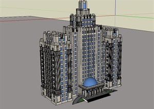 欧式高层办公楼建筑设计SU(草图大师)模型