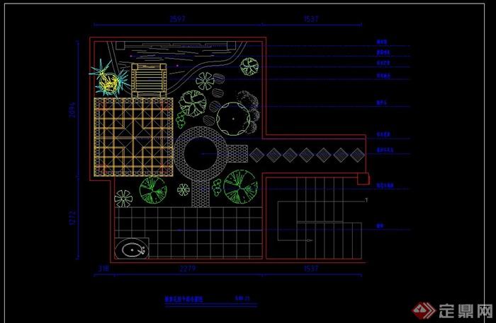 某现代风格庭院景观规划设计CAD施工图(2)