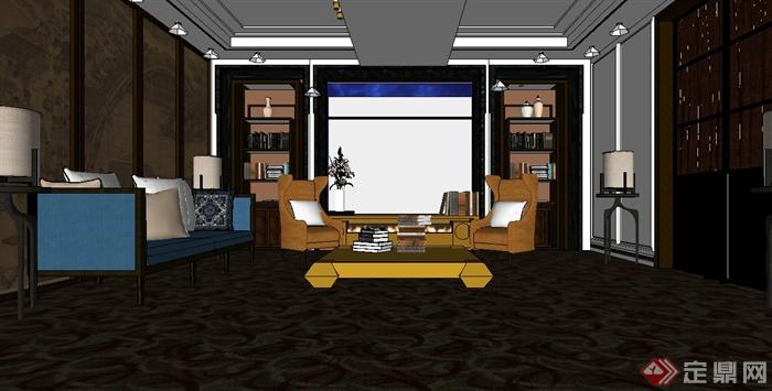 现代样板间室内空间装饰设计su模型带效果图(3)