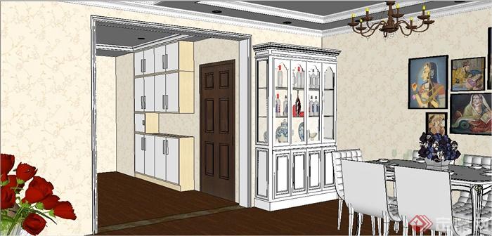 精致欧式风格住宅室内装饰设计SU模型(5)