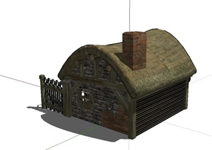 某欧式风格单层小木屋设计SU(草图大师)模型