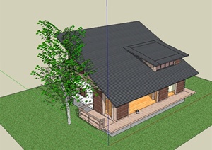 某现代风格斜坡屋顶别墅设计SU(草图大师)模型