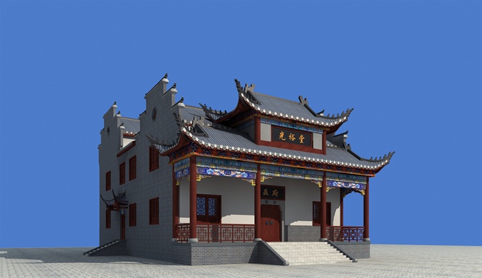 古典中式祠堂建筑设计3dmax模型